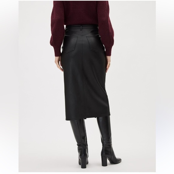 NWT RW&CO. Faux Leather Black Midi Skirt - Picture 2 of 11